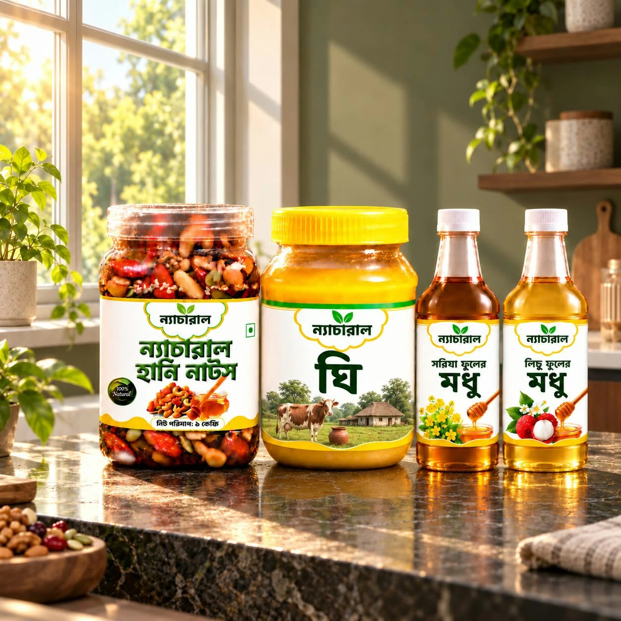 হানি নাটস, ঘি, সরিষা এবং লিচু ফুলের মধু কম্বো